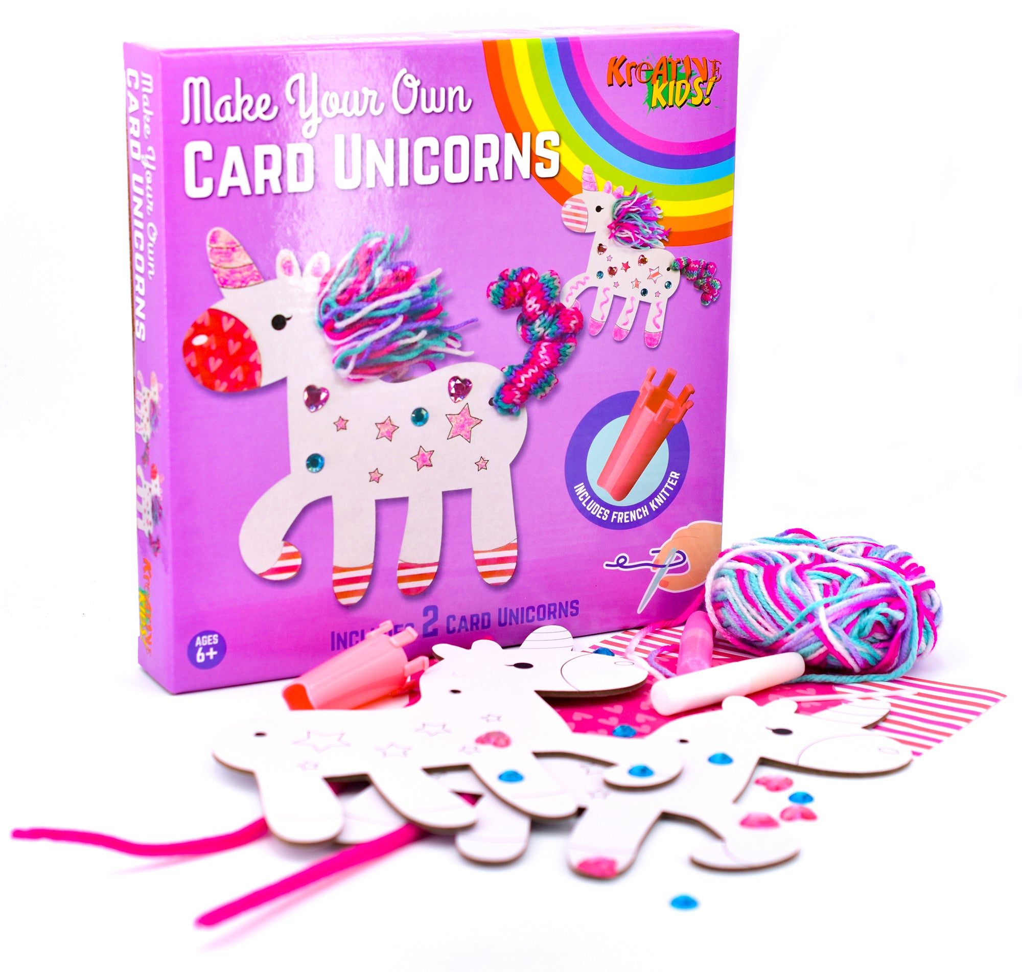 Kreative Kids Make Your Own Card Unicorns | Kid's Craft Kit including Pipe Cleaners Gems Decorative Paper and Glitter Gel
