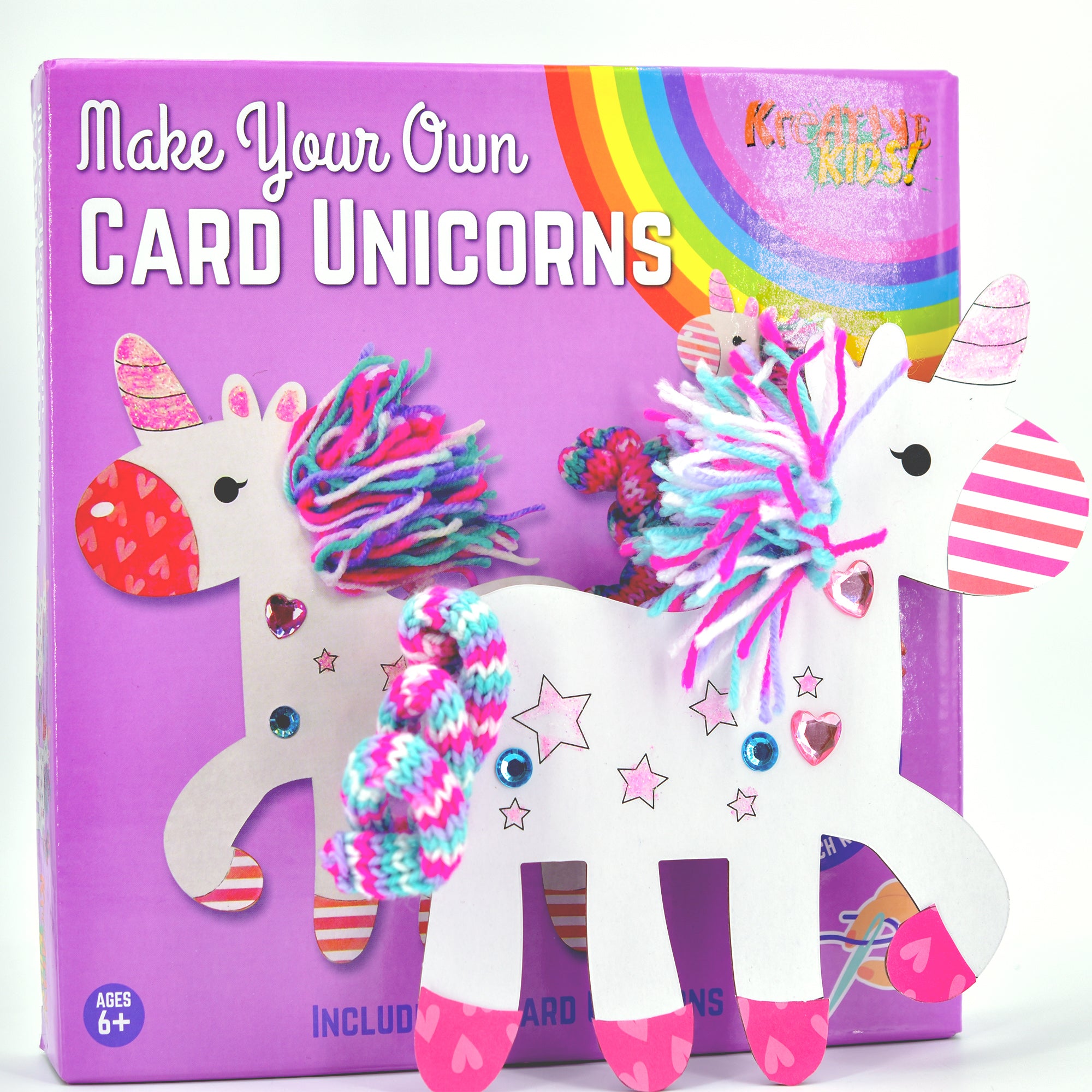 Kreative Kids Make Your Own Card Unicorns | Kid's Craft Kit including Pipe Cleaners Gems Decorative Paper and Glitter Gel