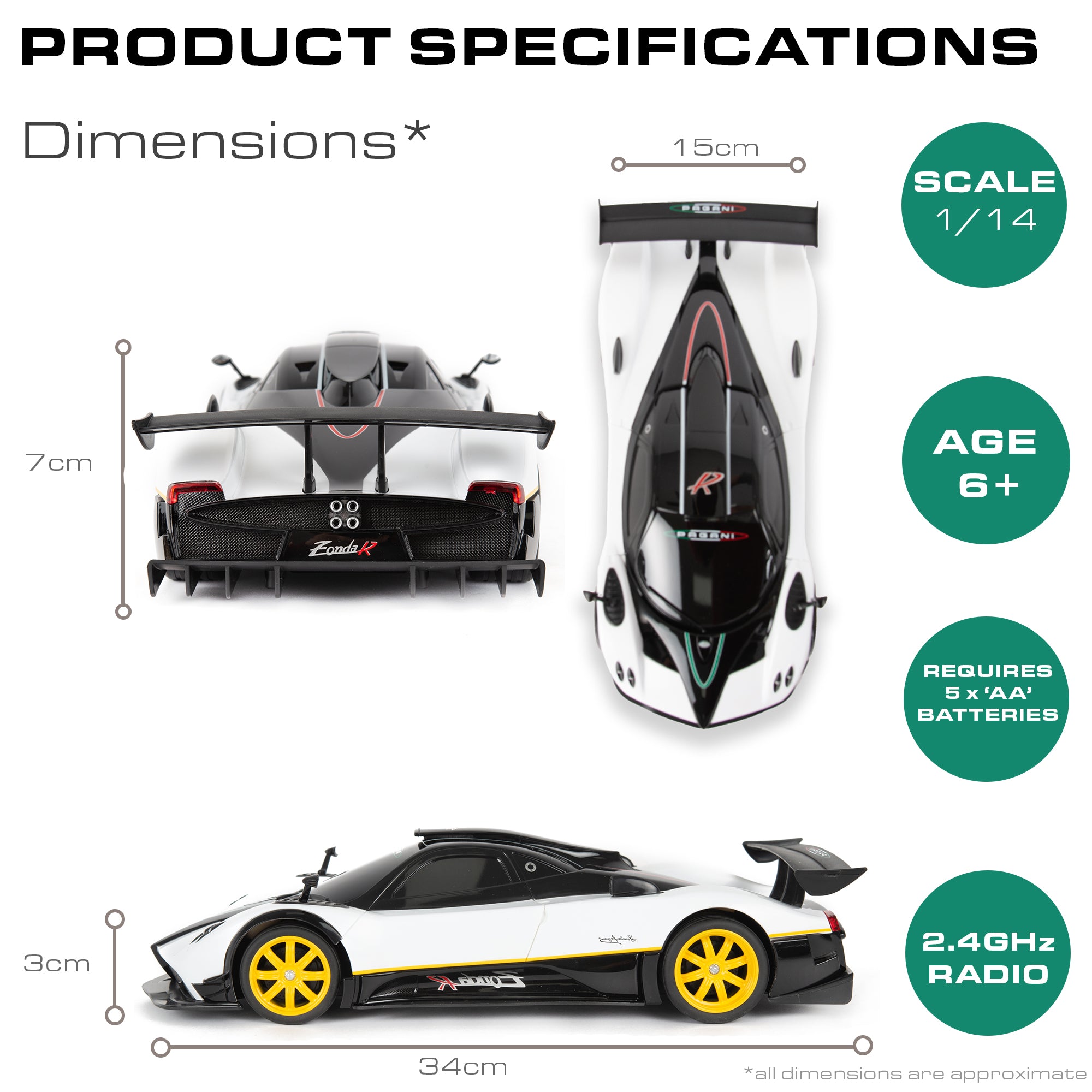 Official Remote Control Pagani Zonda R | 1:14sc Model 2.4GHz - 2 Assorted Colours | Official Licensed Pagani Model | Rc Car | By KandyToys