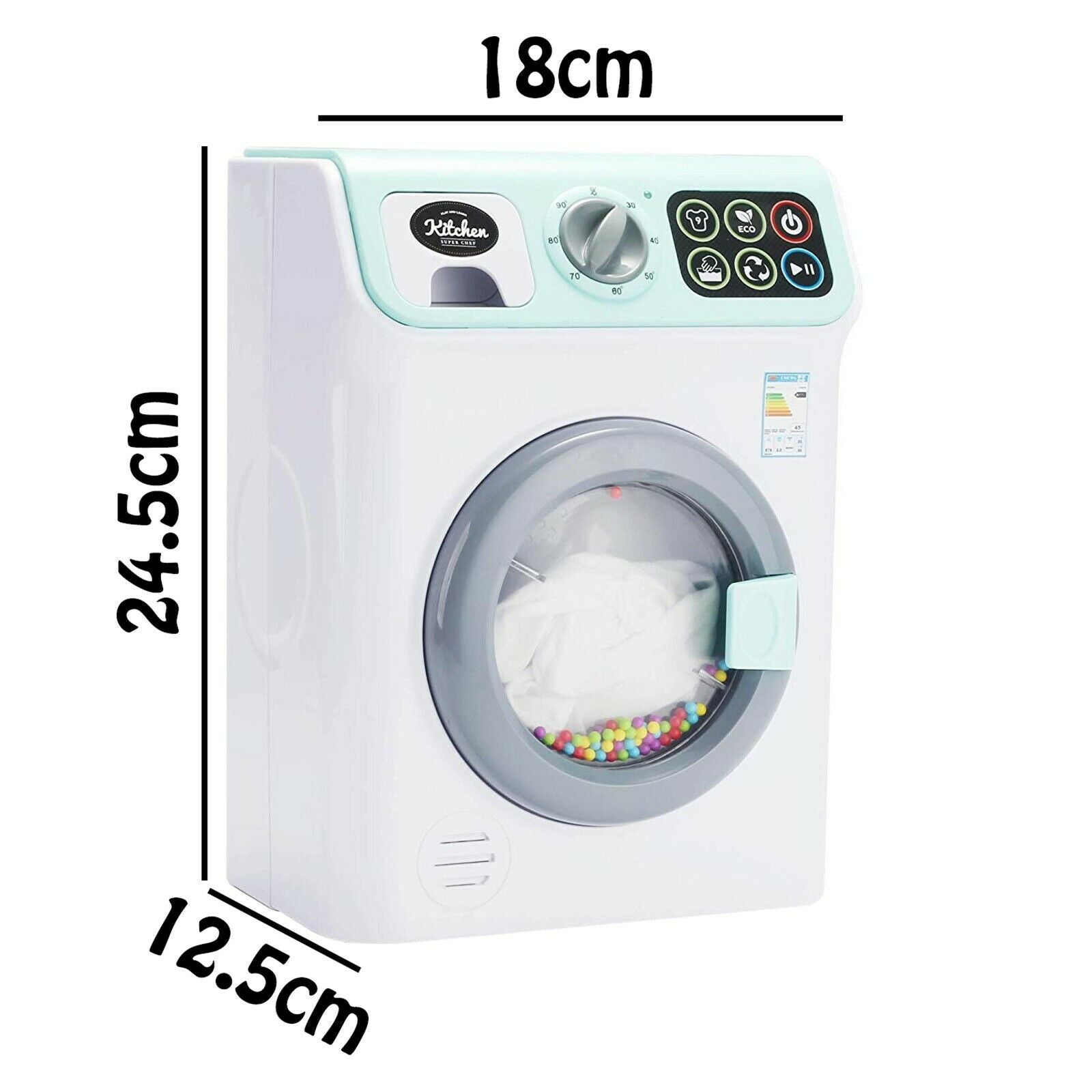 KandyToys My First Washing Machine Kids Kitchen with Lights and Sounds | Kids Kitchen Accessories | Kids Toys | Kitchen & Food Toys