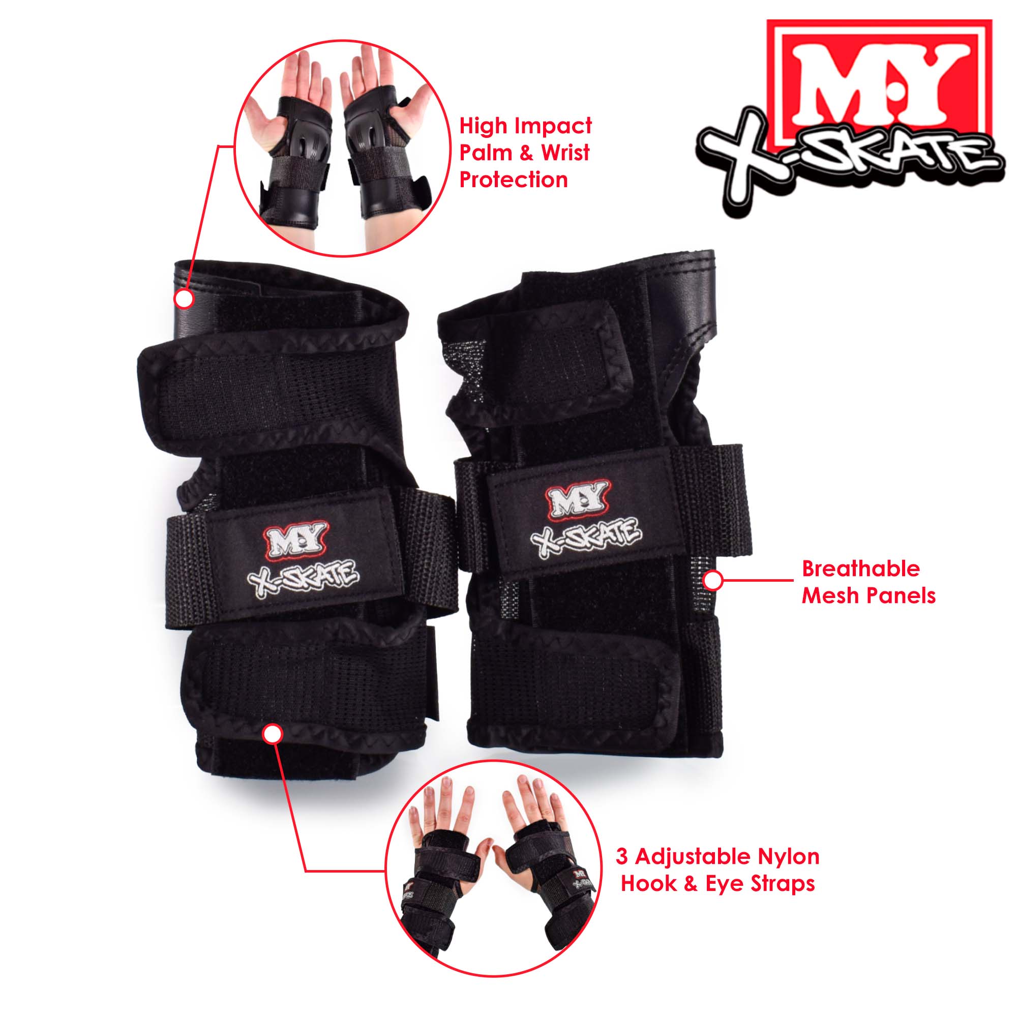 M.Y X-Skate Kids Protective Skate Pads for Knees Elbows and Wrists